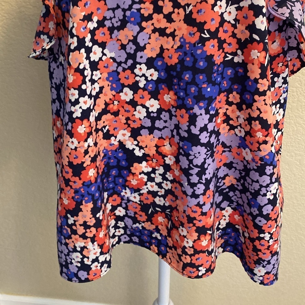 Juicy Couture Colorful Floral Ruffled Flutter Sleeve Blouse. Sz L. - Picture 6 of 16